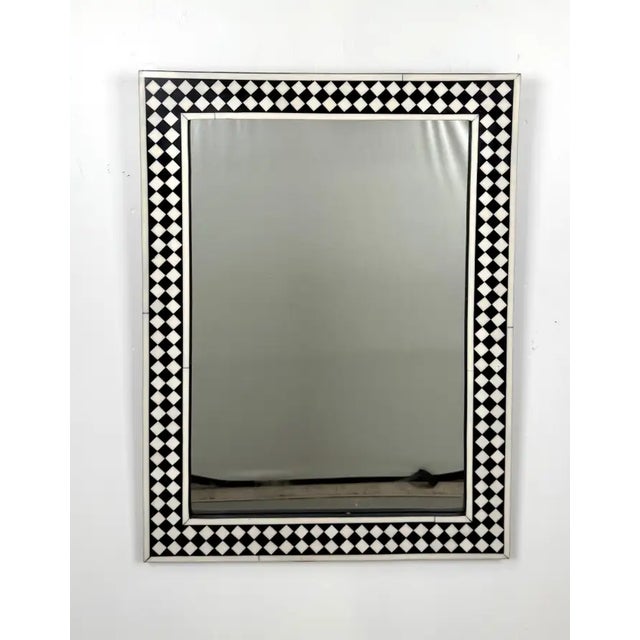 Art Deco Style Black & White Resin Diamond Design Wall, Table or Mantel Mirror: This exquisite Art Deco-style mirror...