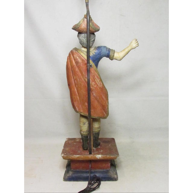 18th/19th Century Spanish Colonial Santo Figure Lamp For Sale - Image 11 of 18