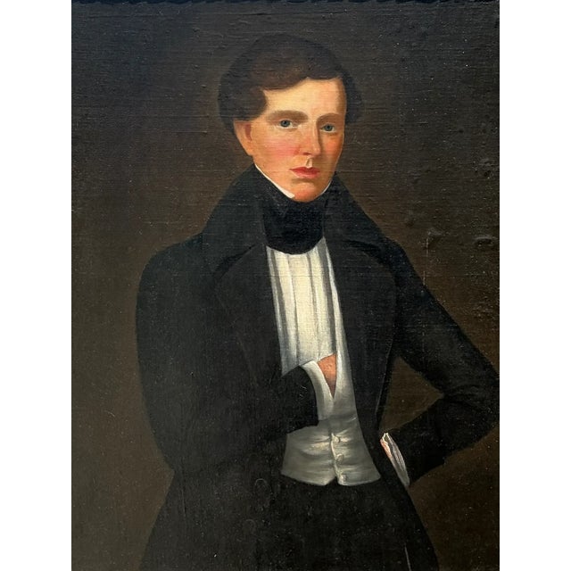 Vintage Framed Classical Gentleman Portrait For Sale - Image 9 of 12