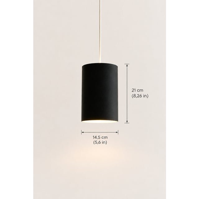 Black Cylinder Pendant Lamps by Eila & John Meiling for Louis Poulsen, Denmark, 1960s, Set of 2 For Sale - Image 8 of 12