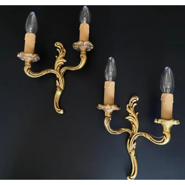 French Bronze Wall Lamps, 1960s, Set of 2 For Sale - Image 6 of 11