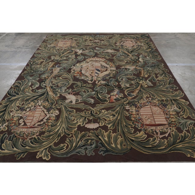 Contemporary Rug & Kilim’s Armorial Tudor Style Rug in Black, With Beige, Blue and Gold Tones For Sale - Image 3 of 7