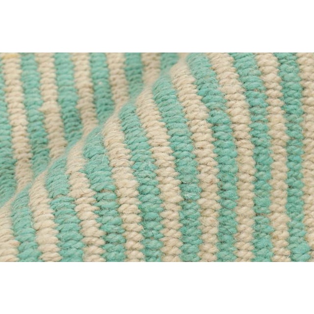 Textile Rug & Kilim’s Contemporary Kilim in Blue and Beige Geometric Stripes For Sale - Image 7 of 8
