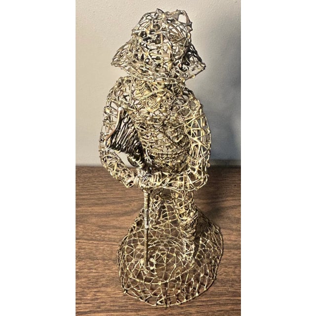 Vintage 1960's Brutalist C. Serraty Style Hunter Man Metal Wire Sculpture For Sale In New Orleans - Image 6 of 7