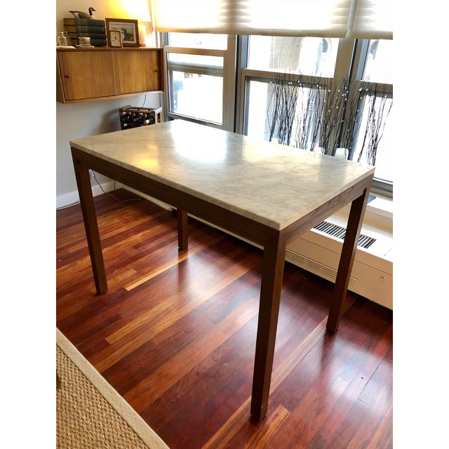 Parsons White Marble Top/ Elm Base Dining Table Chairish