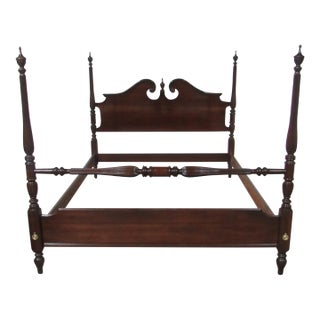 1980s Ethan Allen Poster Bed Georgian Court Cherry Queen Size For Sale
