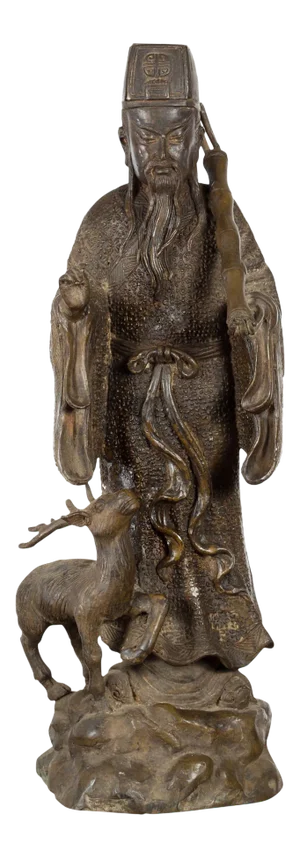 Vintage Lost Wax Cast Bronze Statuette of a Chinese Ancestral Figure