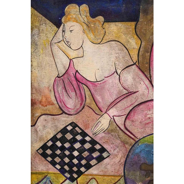 Green Linda Le Kinff, Mathilde et les Echec, Oil on Panel, Framed For Sale - Image 8 of 10