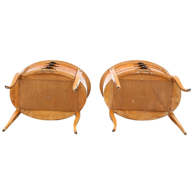Vintage French MarquetryOval Bedside Tables, 1950s, Set of 2 For Sale - Image 11 of 12