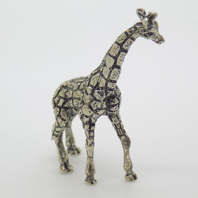 1960s Vintage Italian Silver Giraffe Animal Figurine, 1960s For Sale - Image 5 of 11