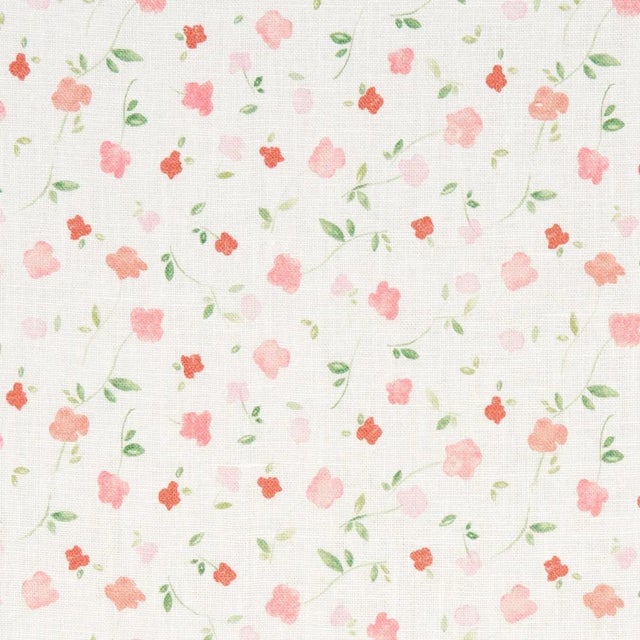 Schumacher x Marie-Chantal Bloomwind Performance Linen Fabric in Pink For Sale