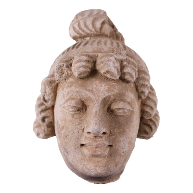 Gandhara Artist, Head of Bodhisattva, 1800s, Stucco For Sale
