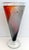 Bright colorful, tall Kosta Boda cone shaped glass vase designed by Kjell Engman. 11 inch tall vase is signed and...