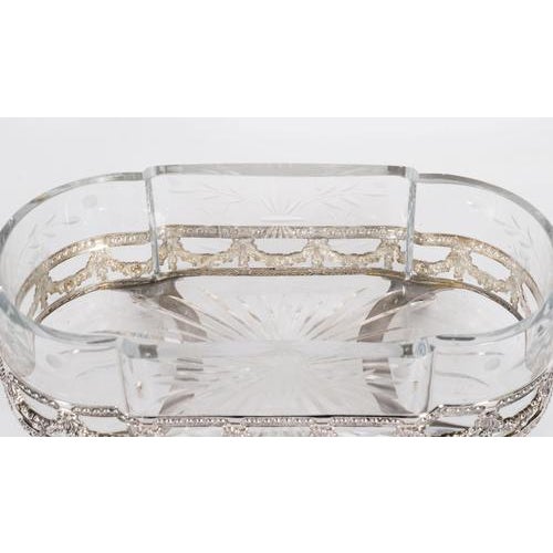 Antique French Silver Plated Louis Revival Cut Crystal Centrepieces, 1860, Set of 2 For Sale - Image 4 of 18