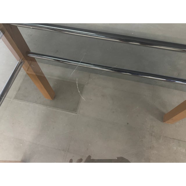 Chrome 1970s Modern Oak and Chrome Dining Set - Set of 7 For Sale - Image 8 of 8