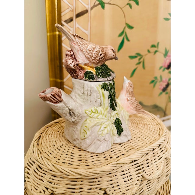 Ceramic Vintage Pitcher With Birds For Sale - Image 7 of 8