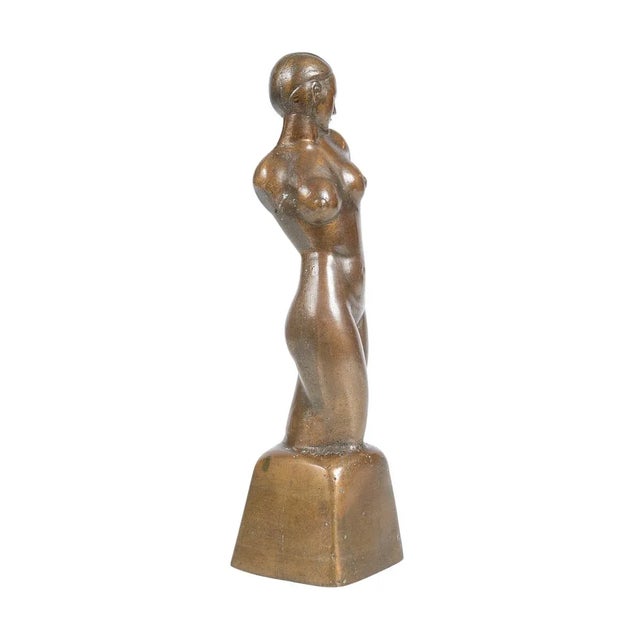 Early 20th Century After Tamara De Lempicka -Art Deco Nude Female- Solid Bronze Sculpture, 1930 For Sale - Image 5 of 9