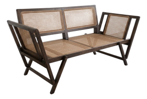Vintage Sofa in Teak and Vienna Straw by Pierre Jeanneret, 1956