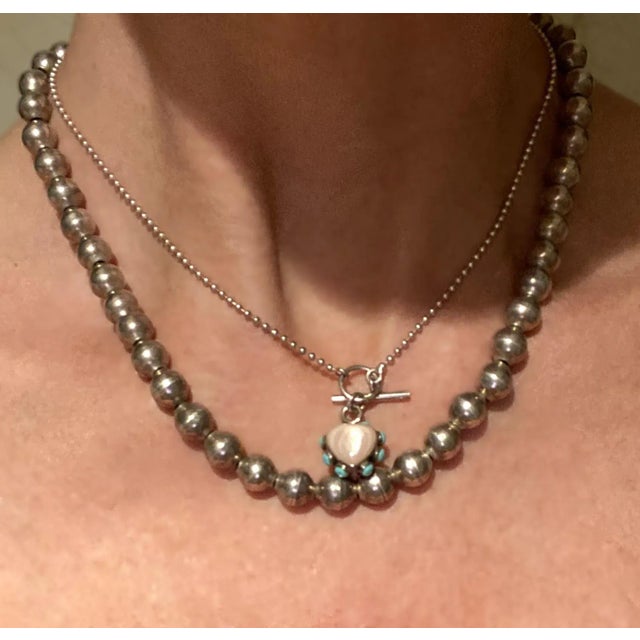 Mid 20th Century Sterling Silver Ball Bead Necklace For Sale - Image 4 of 11