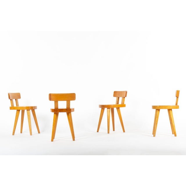 Brown Vintage Méribel Chairs in Pine by Christian Durupt, France, 1960s, Set of 4 For Sale - Image 8 of 8