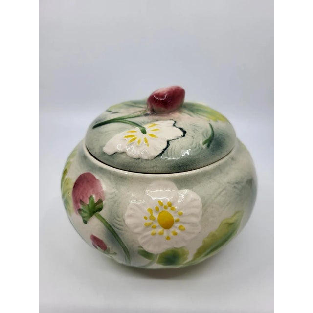 The Saint Clément candy box or jewelry box, made of slip earthenware at the end of the 19th century in the Art Nouveau...