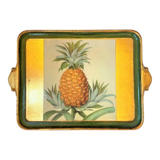 Florentine Laquer Gilt Pineapple Serving Tray For Sale