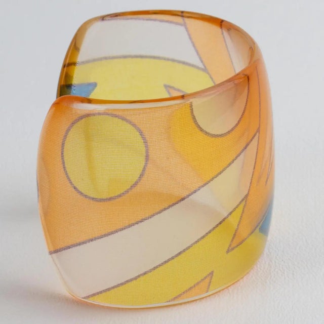 Sanalitro Milano Acrylic Resin Cuff Bangle Bracelet with Pastel Silk Scarf For Sale In Atlanta - Image 6 of 11