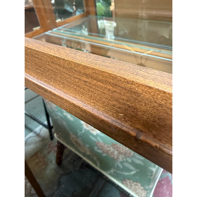 Brown Transitional Walnut Wood Wall Mirror For Sale - Image 8 of 12