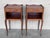 Brown Early 20th Century Pair of Marquetry Walnut Nightstands Tables with Drawer and Open Shelf For Sale - Image 8 of 18