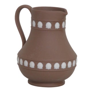 Wedgwood Jasperware Shell Design Taupe Brown Jug Pitcher For Sale