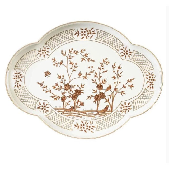 Large Oval Ivory Chinoiserie Tray by The Enchanted Home For Sale - Image 4 of 4