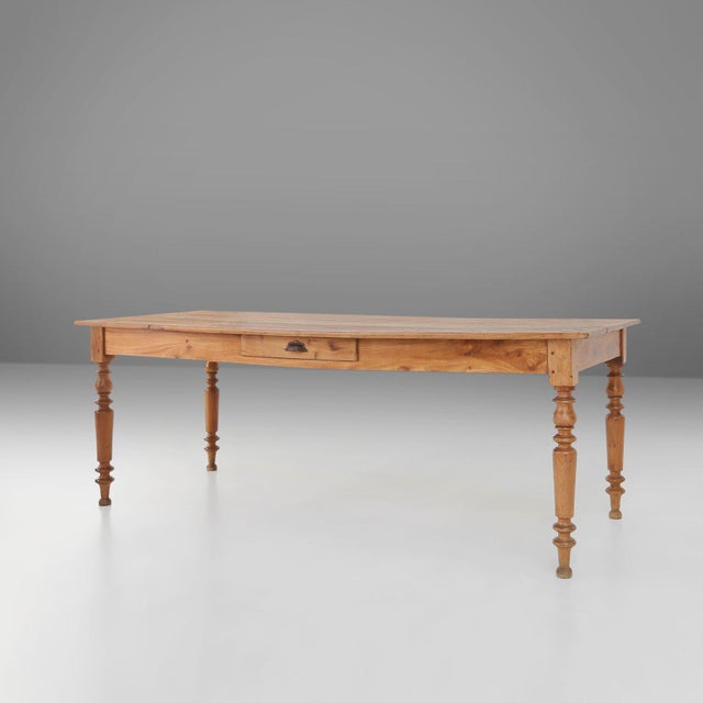 Rustic Elm Dining Table with Drawer, France, 1850s For Sale - Image 14 of 14