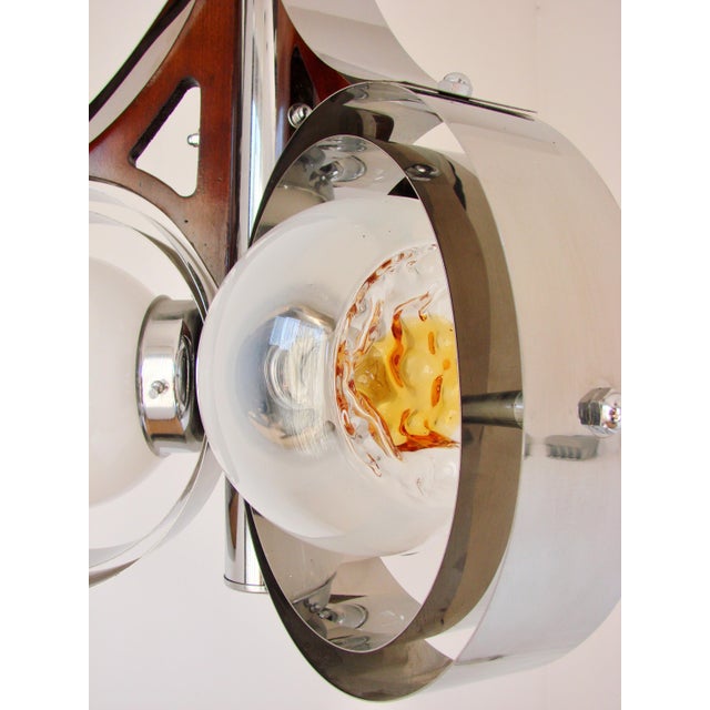 Chrome and Murano Art Glass Pendant Lamp from Mazzega, Italy, 1970s For Sale - Image 12 of 13