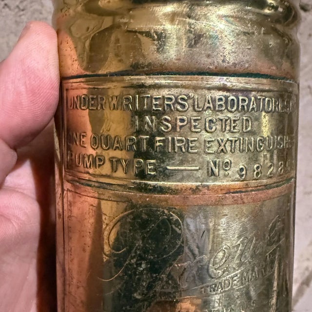 Antique Pyrene Brass Fire Extinguisher Vintage For Sale - Image 11 of 15