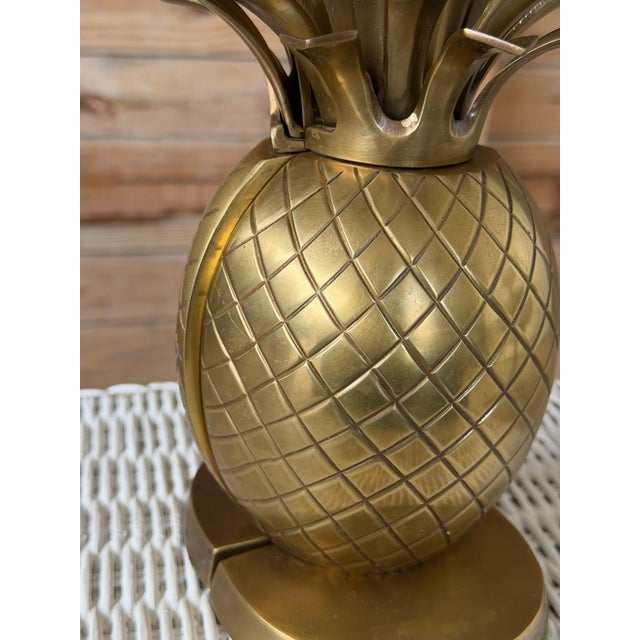 Traditional Vintage Coastal Regency Solid Brass Pineapple Bookends – Pair For Sale - Image 3 of 12