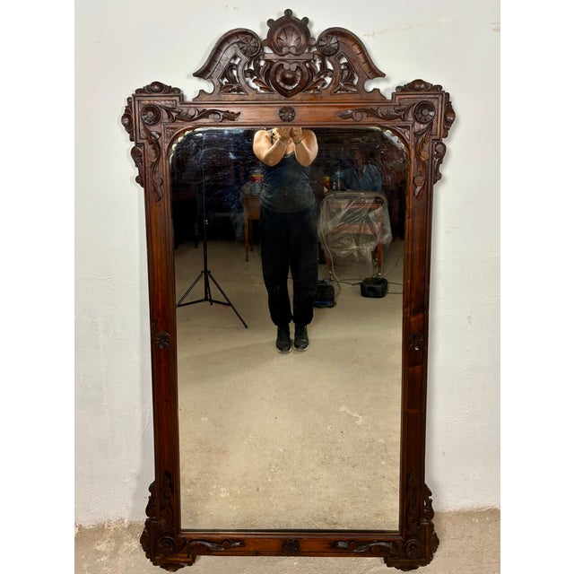 Large Renaissance Revival Hardwood Mirror, 1890 For Sale - Image 13 of 17