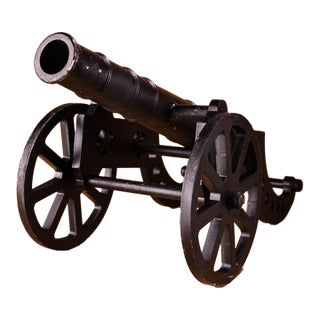 Vintage Style Cast Iron Cannon Model Decorative Sculpture For Sale