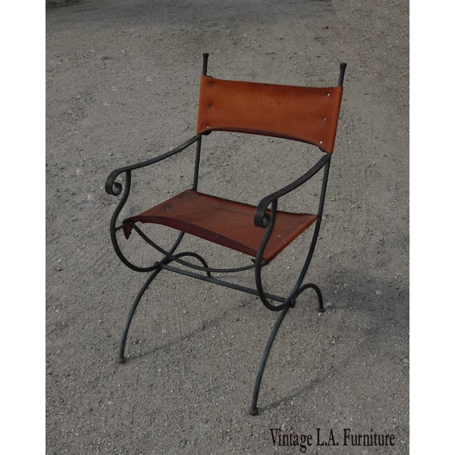 Vintage Spanish Style Rustic Leather Accent Chair Chairish