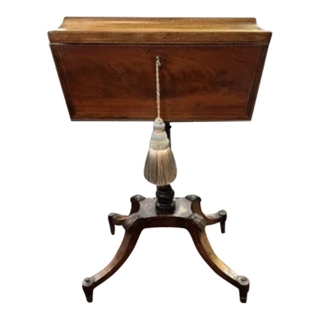 Antique English Regency Fully Fitted Tea Caddy Stand on Casters For Sale