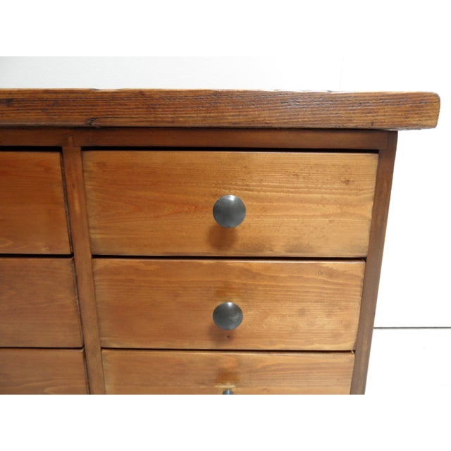 Vintage Pine Filing Cabinet with Nine Drawers, 1950s For Sale - Image 6 of 10