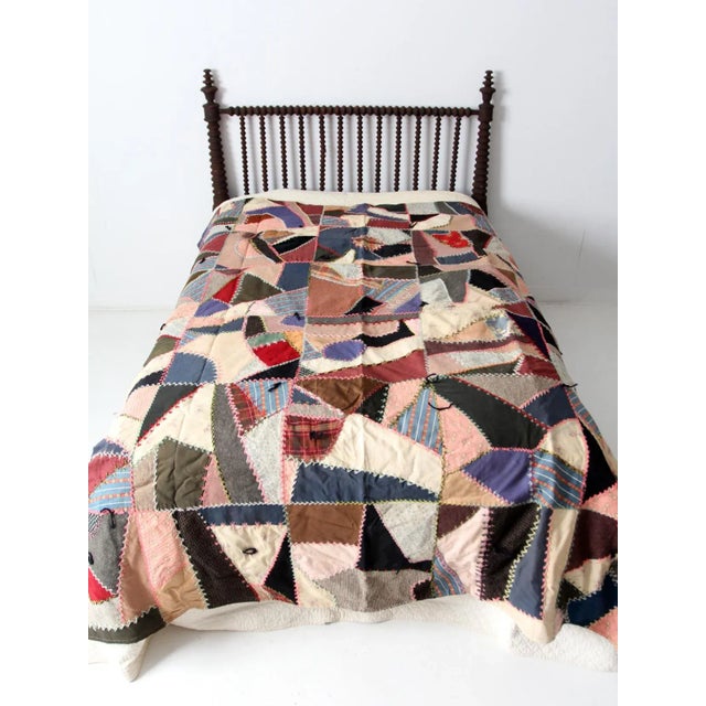 Victorian Antique Crazy Quilt For Sale - Image 3 of 12