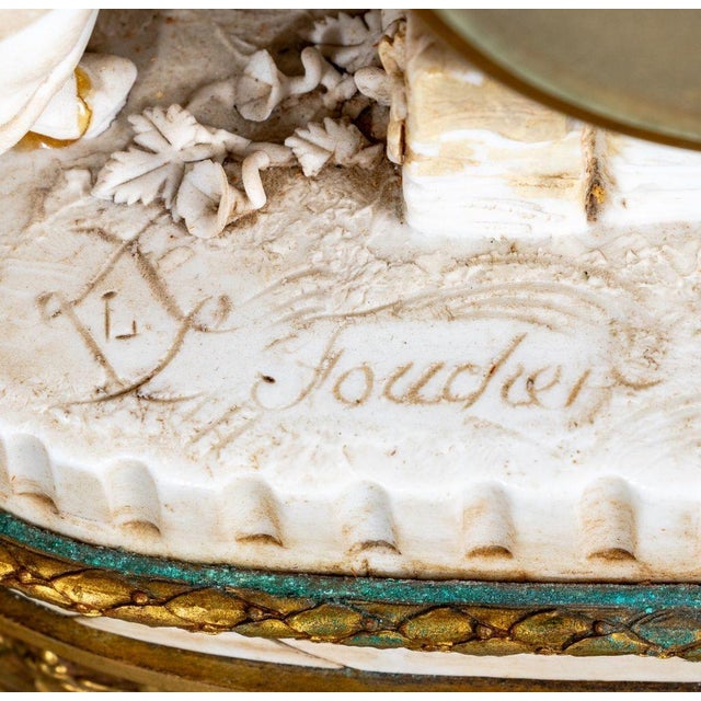 French Louis XVI Style Gilt Bronze and Sevres Clock Set For Sale - Image 3 of 6