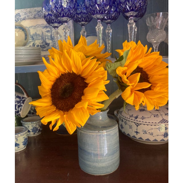 This is a lovely vintage signed handmade pottery piece. It is a beautiful French Country Blue that enhances any collection...
