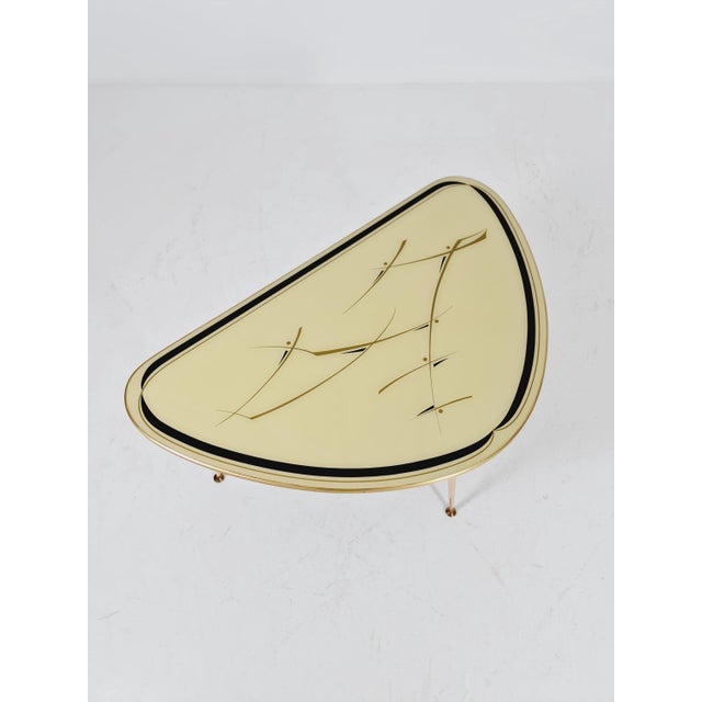 Mid-Century German Tripod Glass & Brass Coffee Table ffrom Ilse Möbel, 1950s For Sale - Image 6 of 11