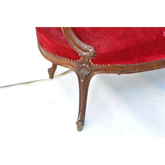 Louis XV Style Mahogany and Cane Lounge Chair For Sale - Image 6 of 14