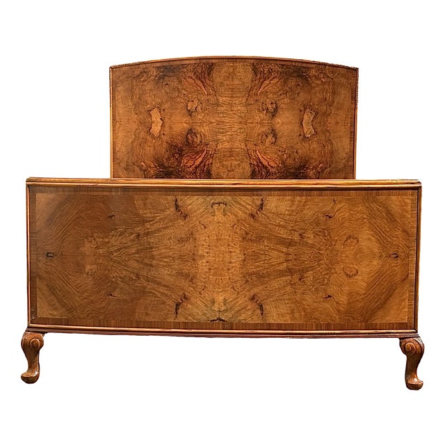 Art Deco Figured Walnut Double Bed, 1920s For Sale