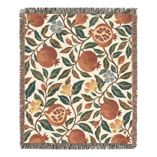 Arts and Crafts Pomegranate Woven Throw Blanket – 60 × 50 For Sale