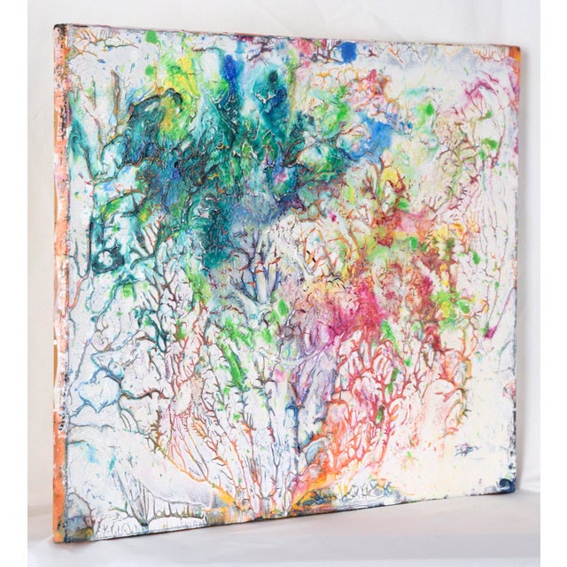 Rainbow Crackle - Abstract Expressionist Composition in Acrylic on Canvas by Charles David Francis For Sale - Image 9 of 11