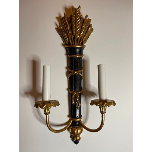 French Vintage Louis XVI Style Two-Light Electric Wall Sconces--a Pair For Sale - Image 3 of 13