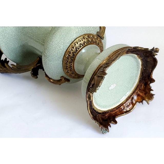 Vase Celadon Green Crackle & Ormolu - Extra Large For Sale - Image 12 of 12